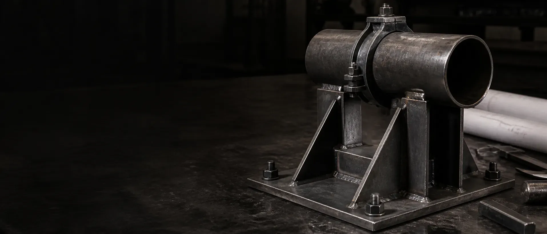 Custom engineered supports installed in an industrial piping system